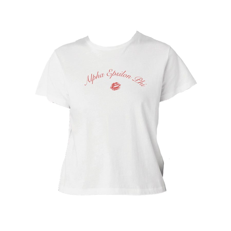 Ali & Ariel Kiss Baby Tee Alpha Epsilon Phi / Small