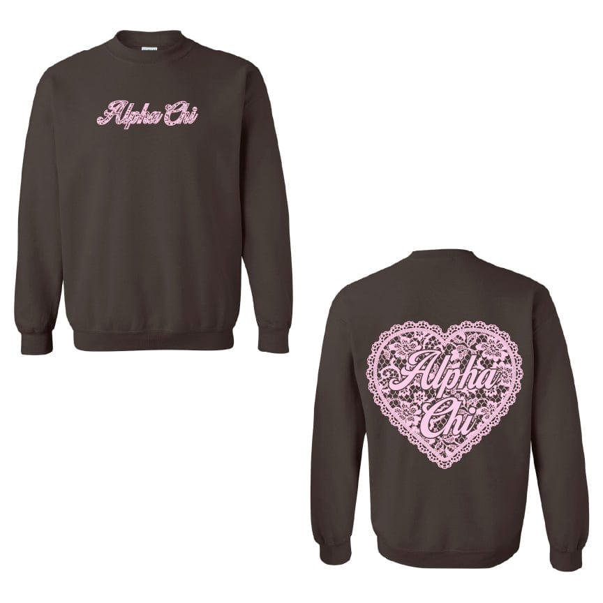 Ali & Ariel Lace Heart Crewneck Alpha Chi Omega / Medium