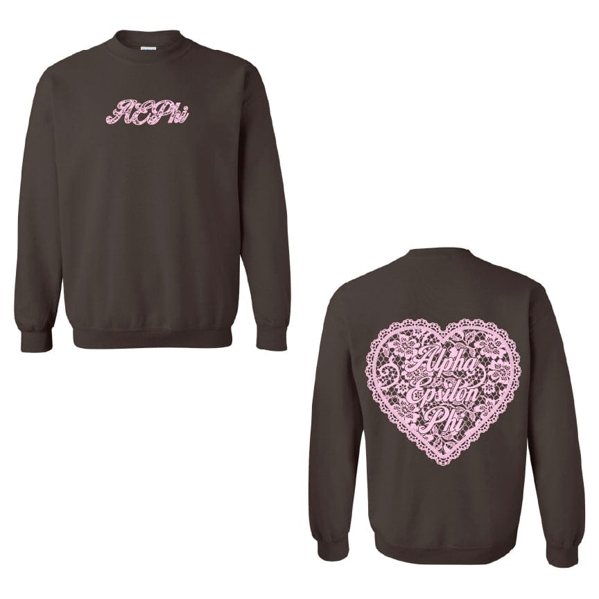 Ali & Ariel Lace Heart Crewneck Alpha Epsilon Phi / Medium