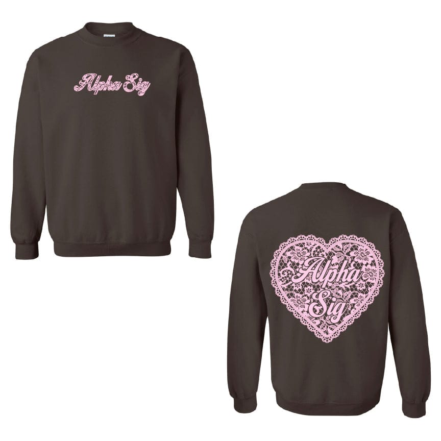 Ali & Ariel Lace Heart Crewneck Alpha Sigma Alpha / Medium