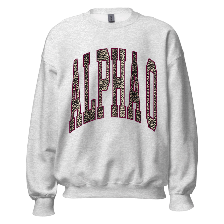 Ali & Ariel Leopard Crewneck Alpha Omicron Pi / Medium