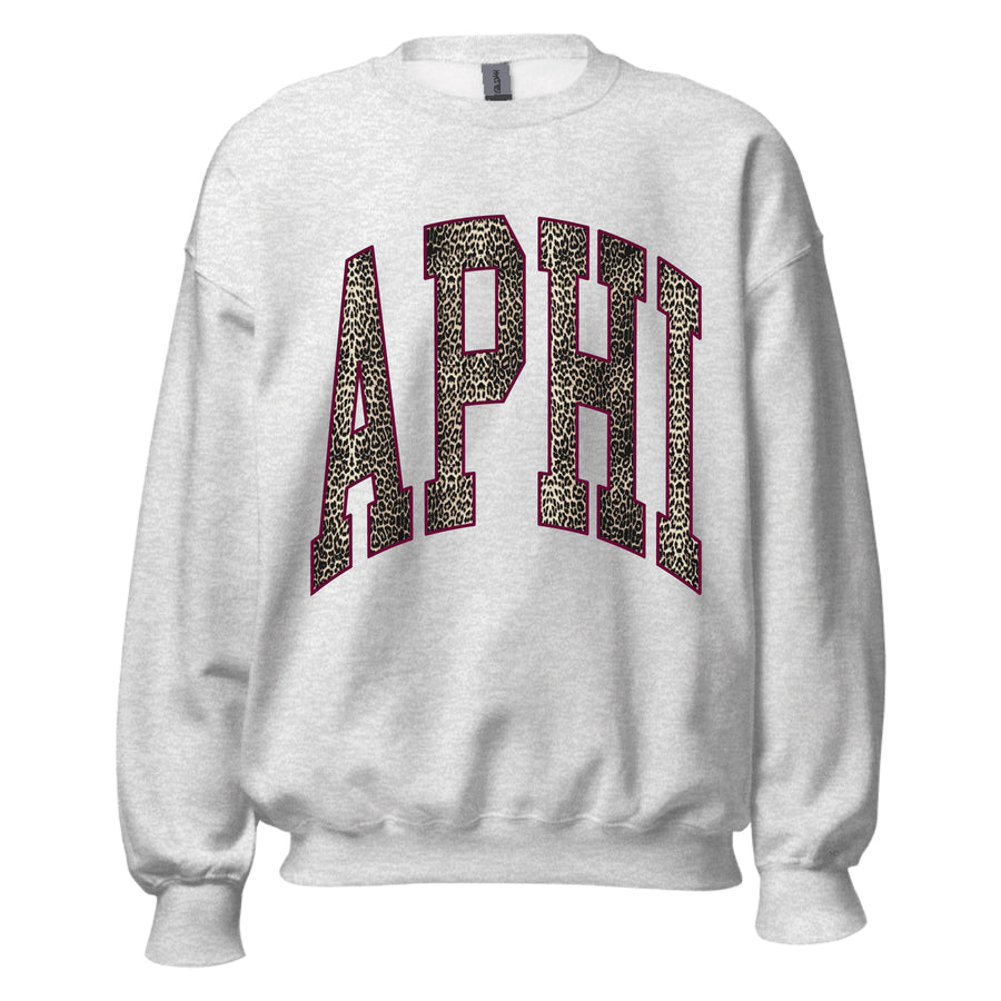 Ali & Ariel Leopard Crewneck Alpha Phi / Medium