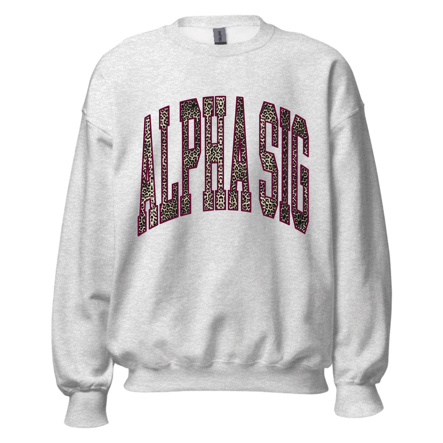 Ali & Ariel Leopard Crewneck Alpha Sigma Alpha / Medium