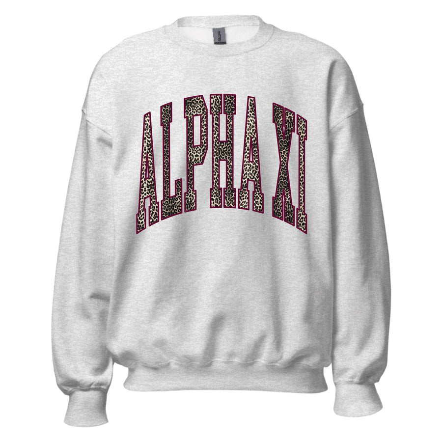 Ali & Ariel Leopard Crewneck Alpha Xi Delta / Medium