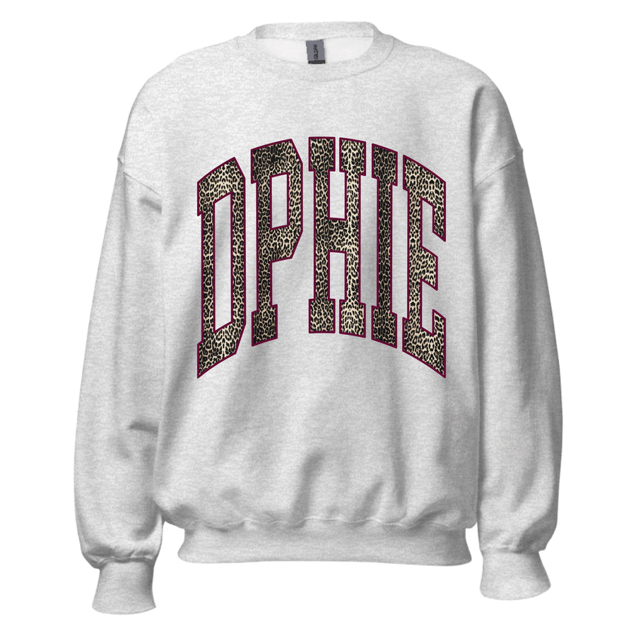 Ali & Ariel Leopard Crewneck Delta Phi Epsilon / Medium