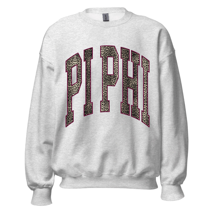 Ali & Ariel Leopard Crewneck Pi Beta Phi / Medium