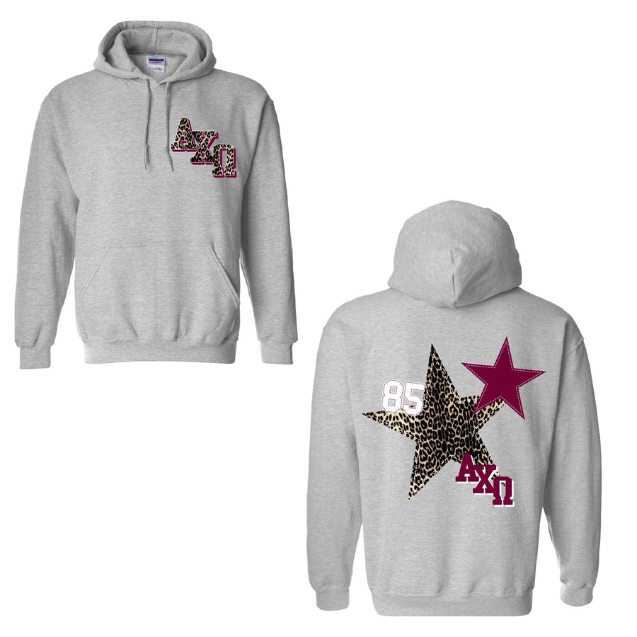 Ali & Ariel Leopard Star Hoodie Alpha Chi Omega / Medium