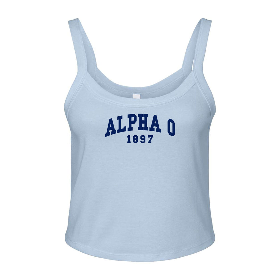 Ali & Ariel Light Blue Collegiate Tank Top Alpha Omicron Pi / XS