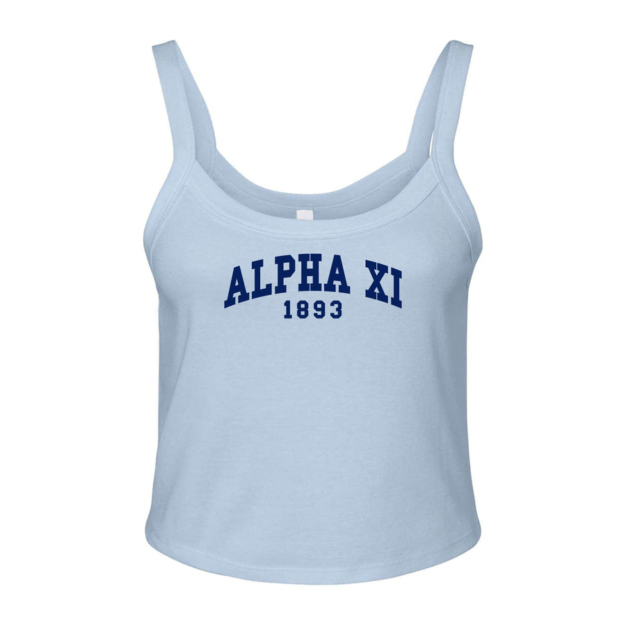 Ali & Ariel Light Blue Collegiate Tank Top Alpha Xi Delta / XS