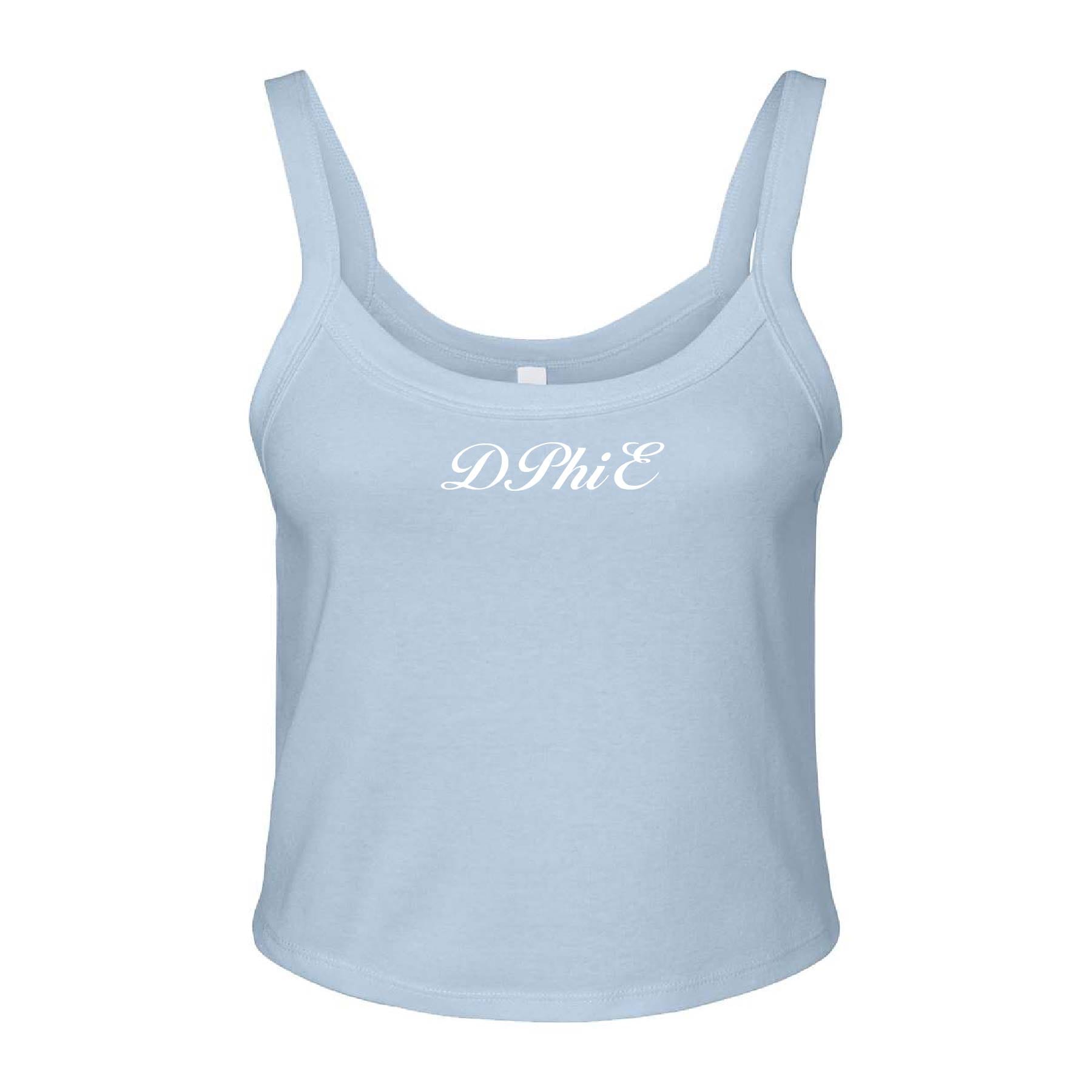 Ali & Ariel Light Blue Cursive Tank Top Delta Phi Epsilon / XS