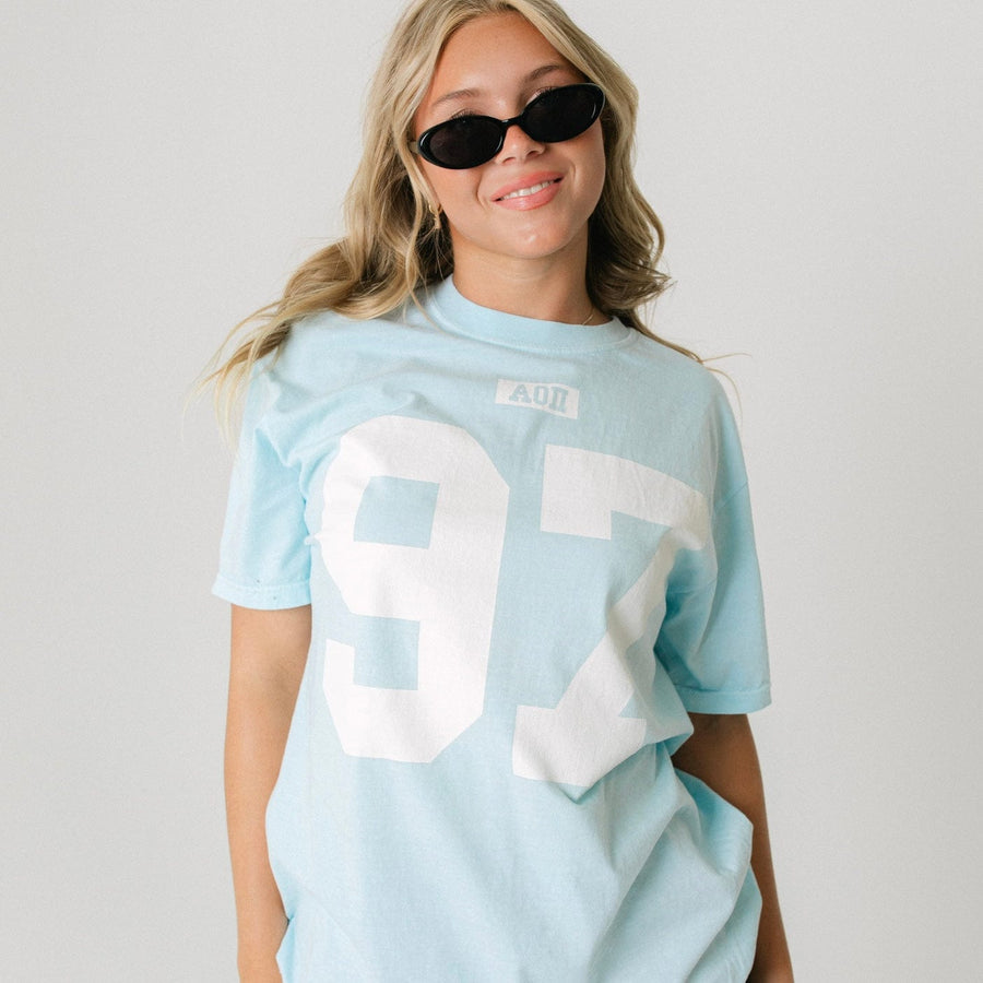 Ali & Ariel Light Blue Varsity Tee