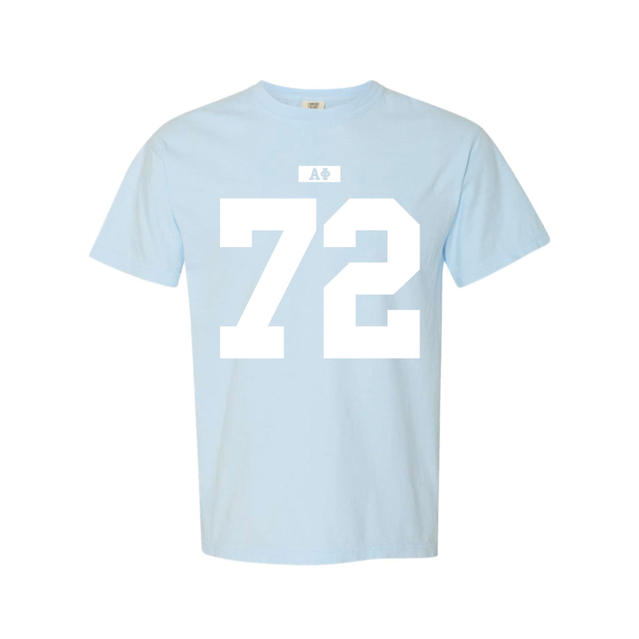Ali & Ariel Light Blue Varsity Tee Alpha Phi / Medium
