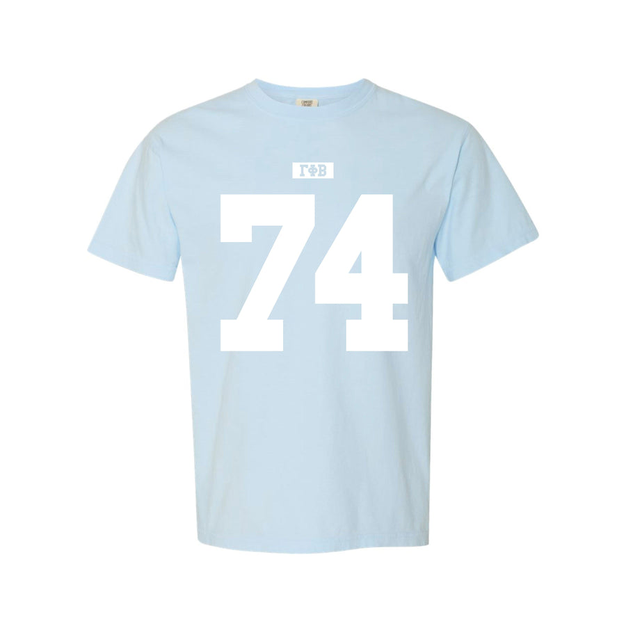 Ali & Ariel Light Blue Varsity Tee Gamma Phi Beta / Medium