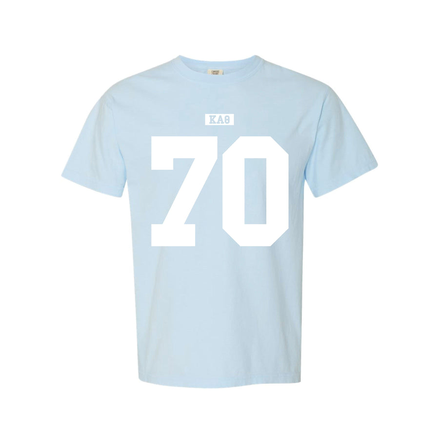 Ali & Ariel Light Blue Varsity Tee Kappa Alpha Theta / Medium