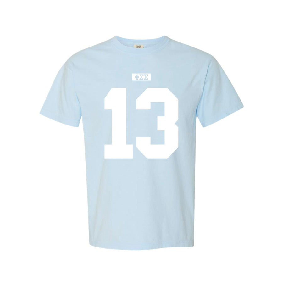 Ali & Ariel Light Blue Varsity Tee Phi Sigma Sigma / Medium
