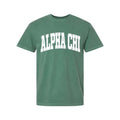 Ali & Ariel Light Green Comfort Colors Collegiate Tee Alpha Chi Omega / Medium