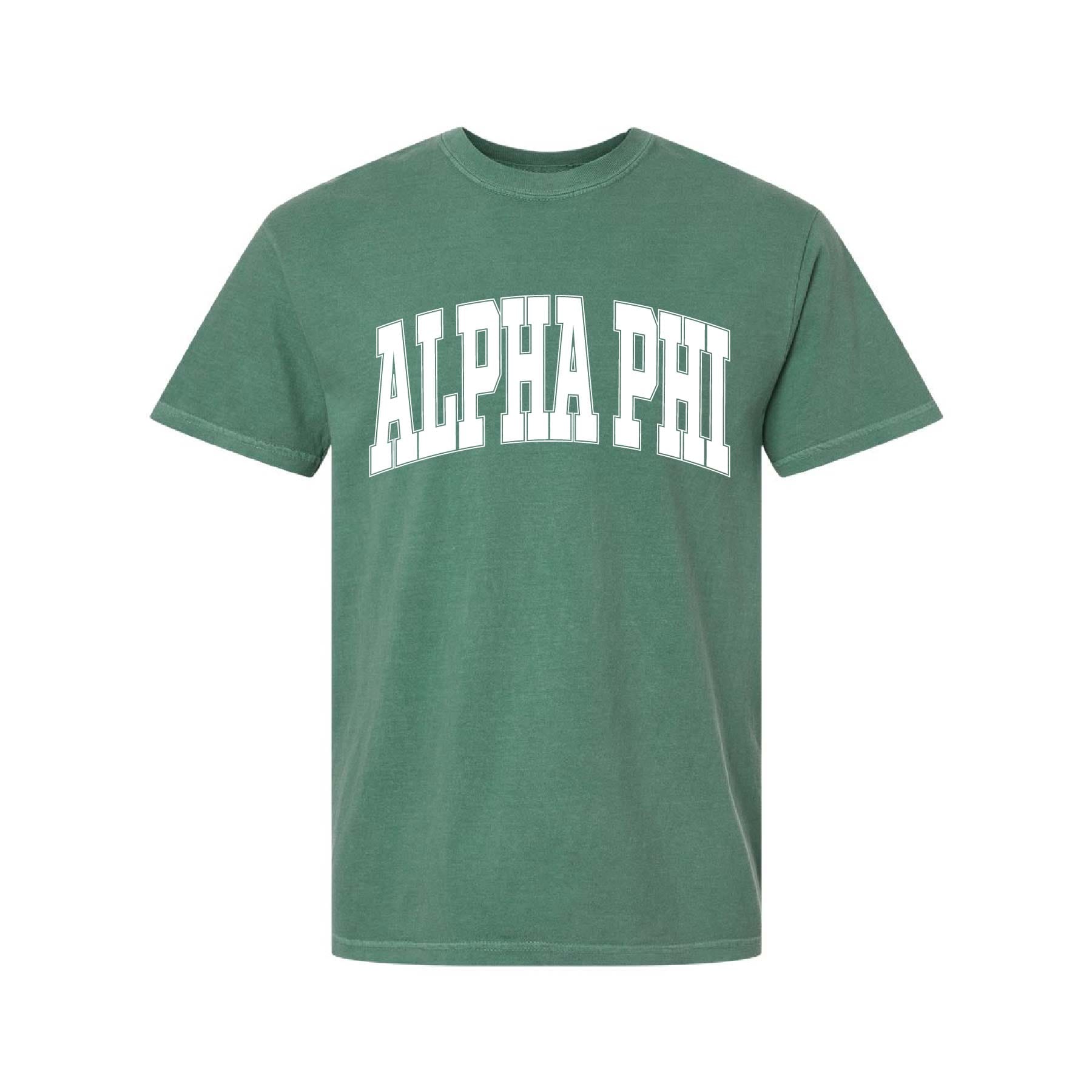 Ali & Ariel Light Green Comfort Colors Collegiate Tee Alpha Phi / Medium