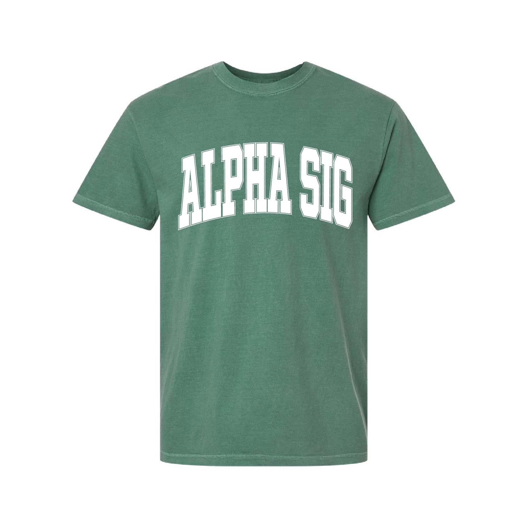 Ali & Ariel Light Green Comfort Colors Collegiate Tee Alpha Sigma Alpha / Medium