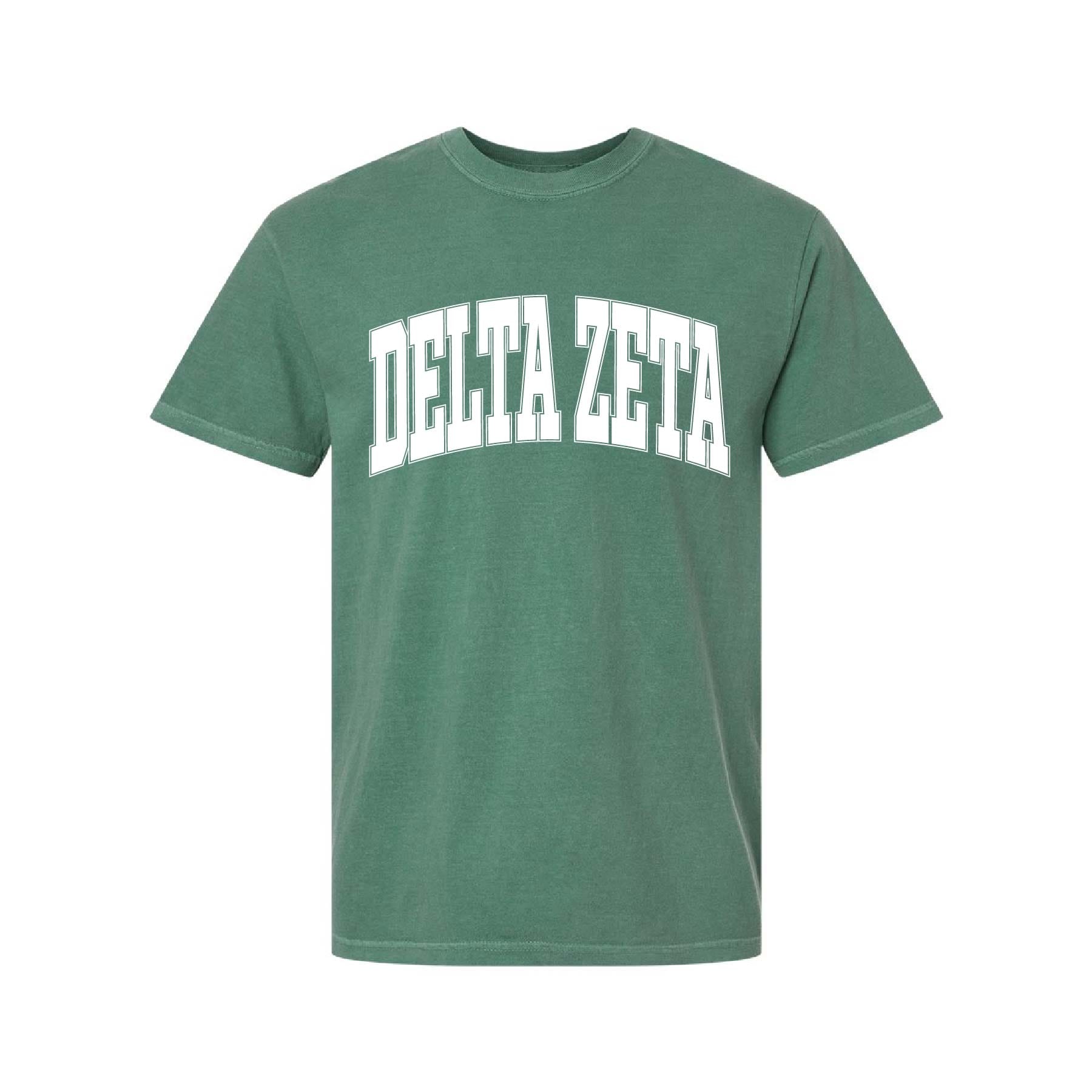Ali & Ariel Light Green Comfort Colors Collegiate Tee Delta Zeta / Medium