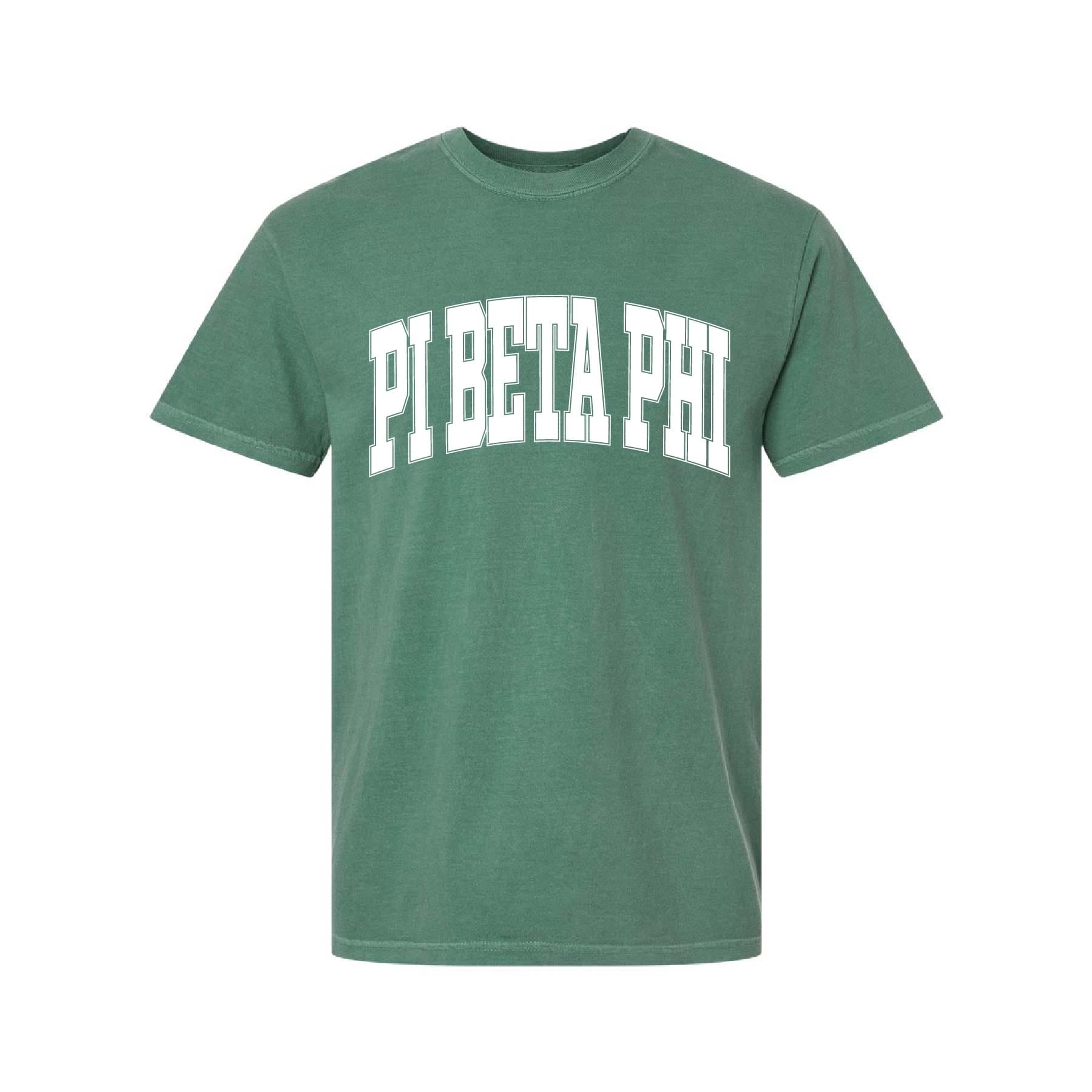 Ali & Ariel Light Green Comfort Colors Collegiate Tee Pi Beta Phi / Medium