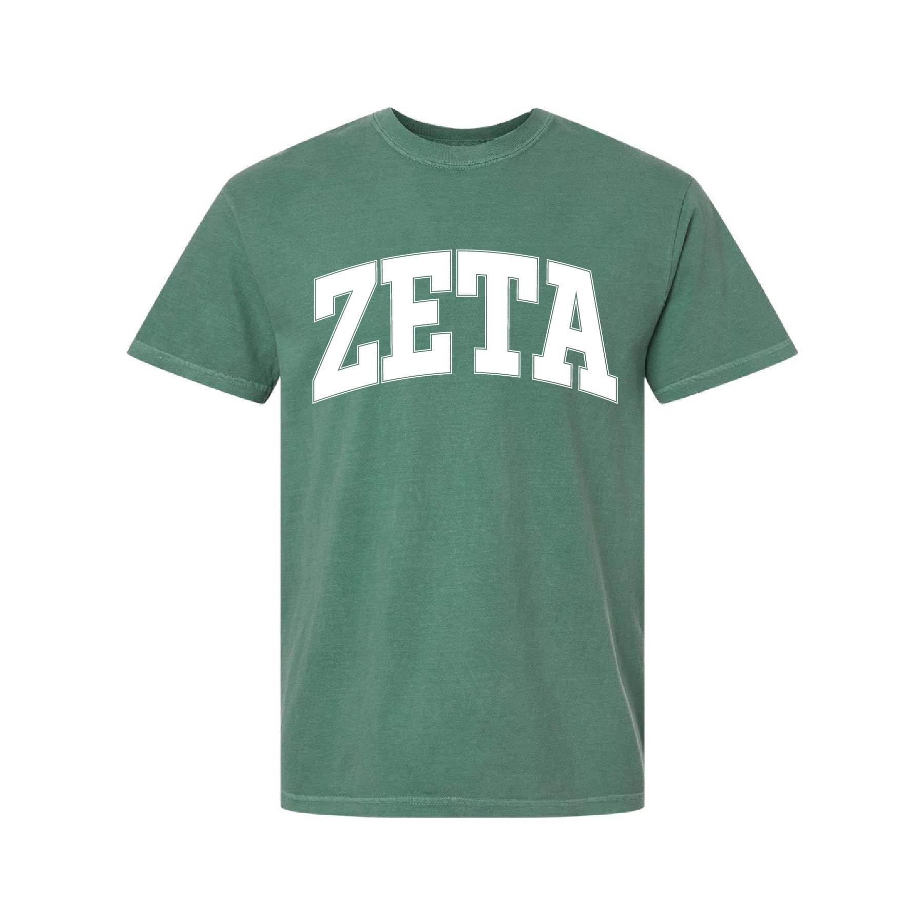 Ali & Ariel Light Green Comfort Colors Collegiate Tee Zeta Tau Alpha / Medium
