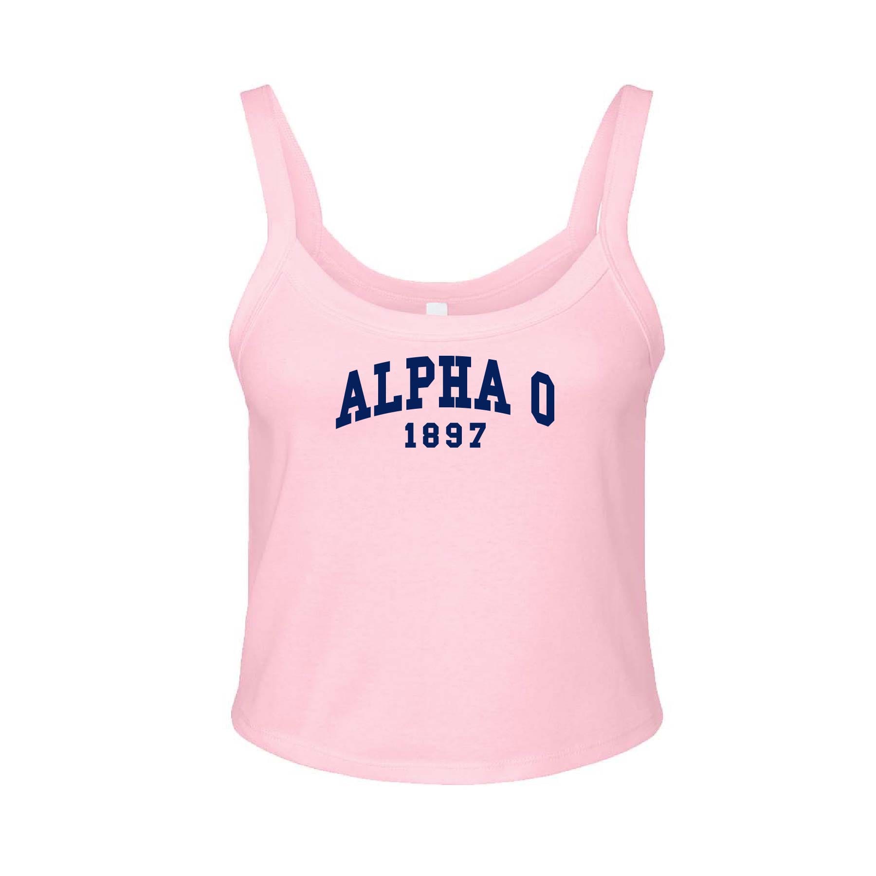 Ali & Ariel Light Pink Collegiate Tank Top Alpha Omicron Pi / XS