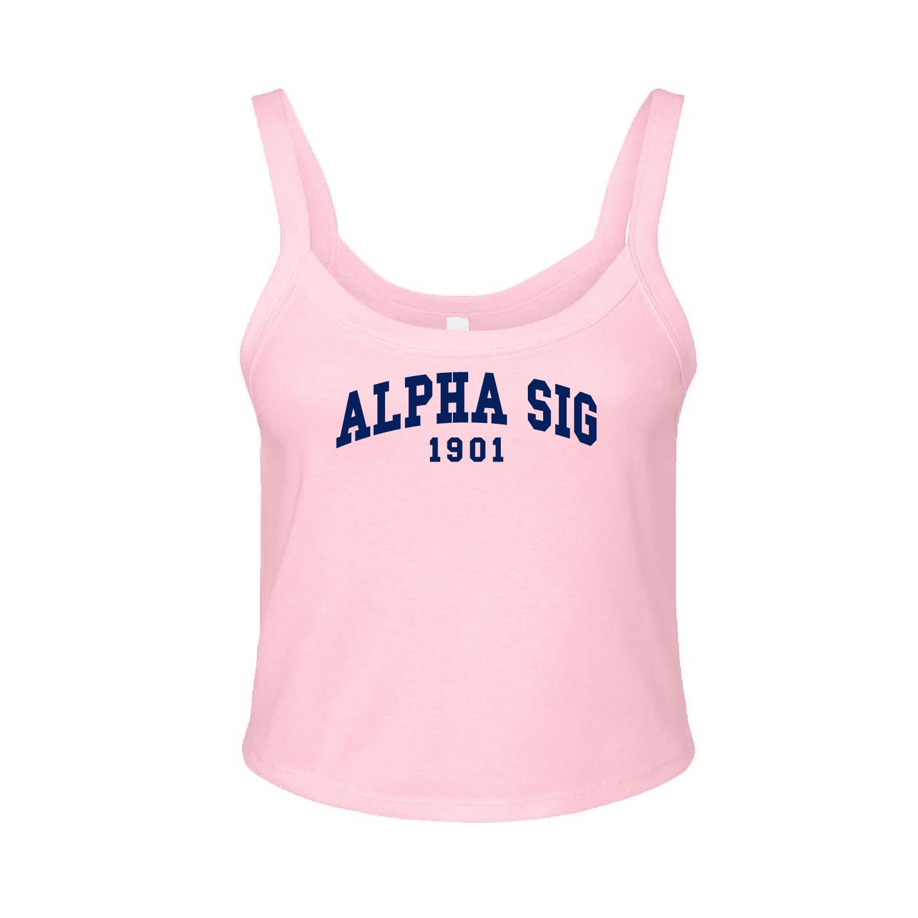 Ali & Ariel Light Pink Collegiate Tank Top Alpha Sigma Alpha / XS