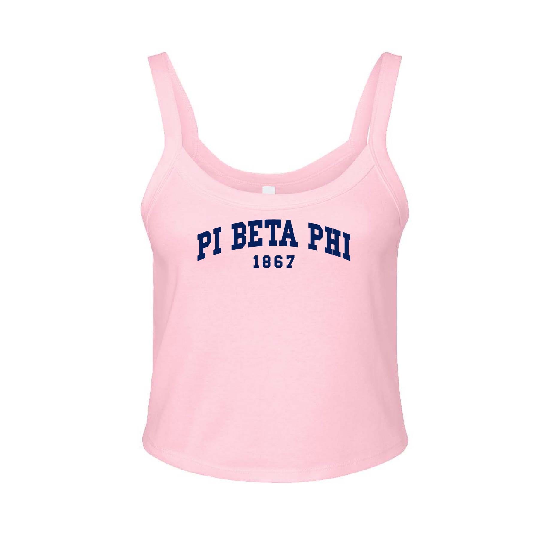 Ali & Ariel Light Pink Collegiate Tank Top Pi Beta Phi / XS