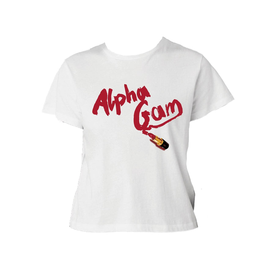 Ali & Ariel Lipstick Baby Tee Alpha Gamma Delta / Small