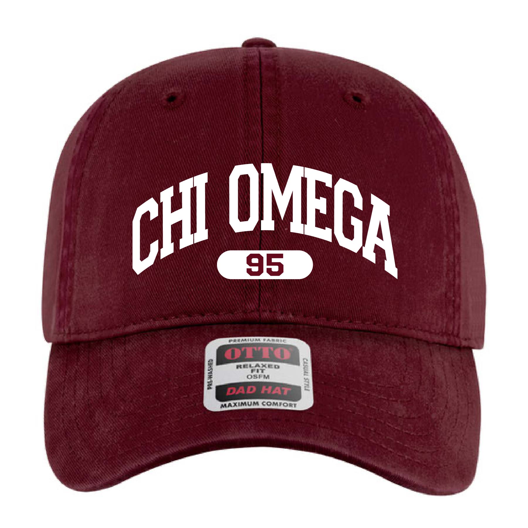 Ali & Ariel Maroon Collegiate Sports Dad Hat Chi Omega