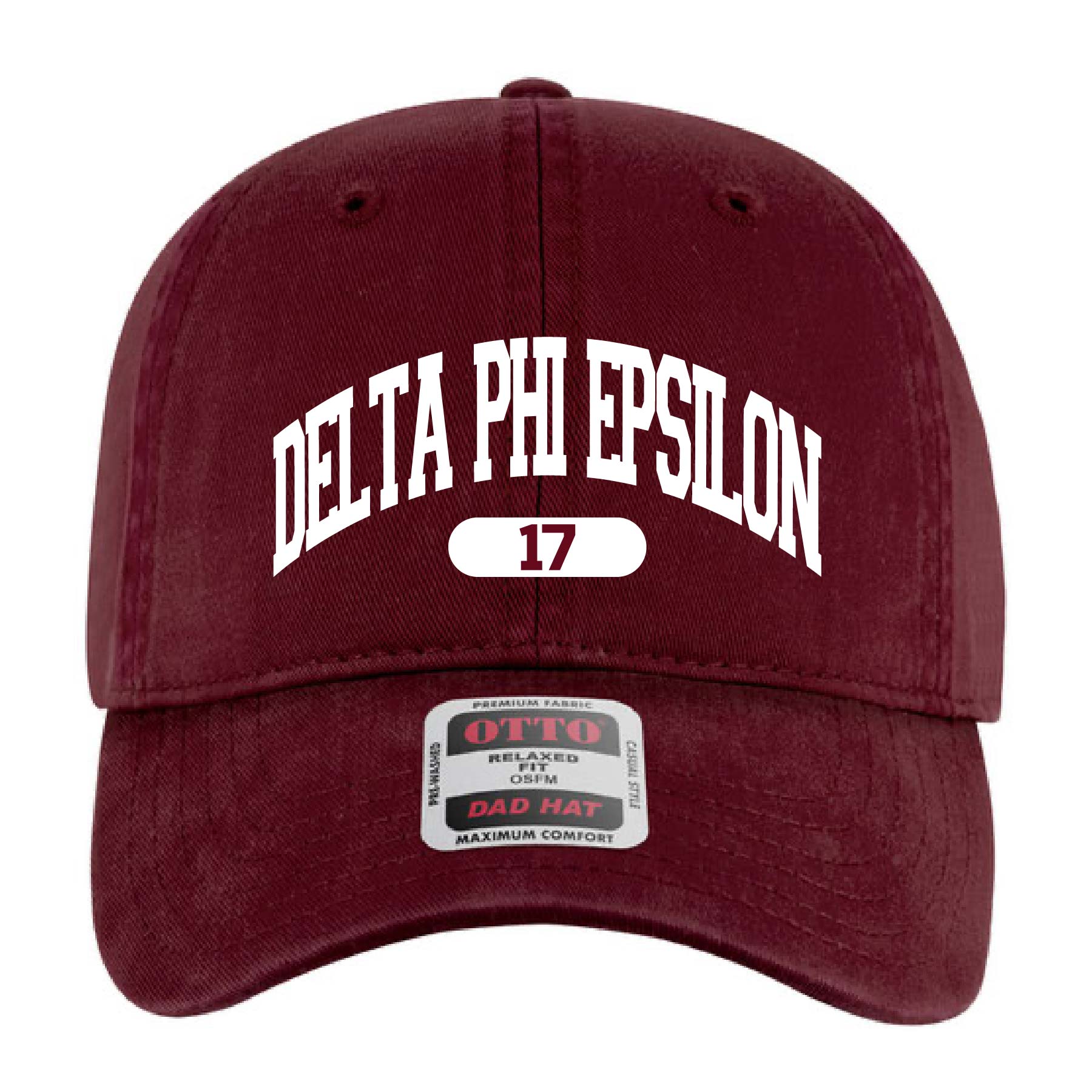 Ali & Ariel Maroon Collegiate Sports Dad Hat Delta Phi Epsilon