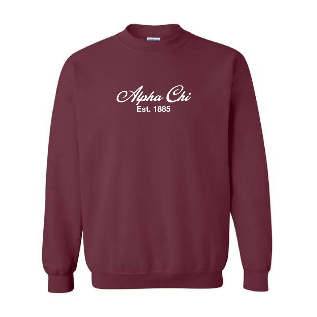 Ali & Ariel Maroon Embroidered Crewneck Alpha Chi Omega / Medium
