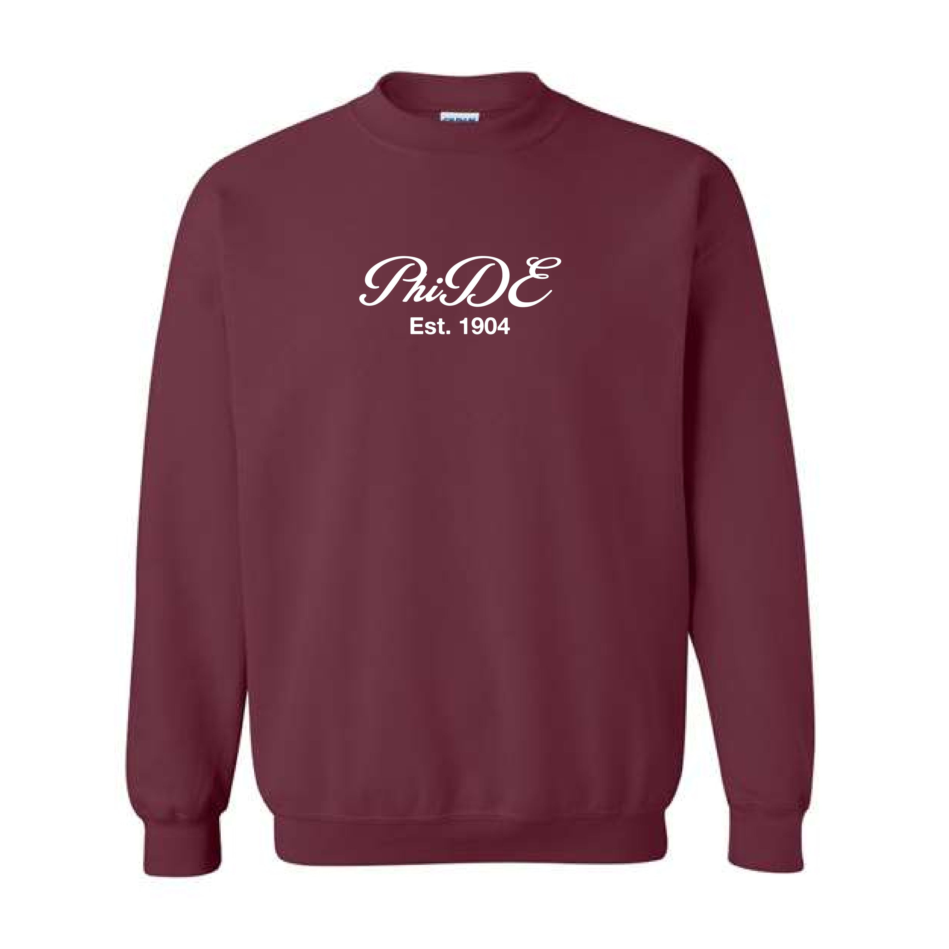 Ali & Ariel Maroon Embroidered Crewneck Phi Delta Epsilon / Medium