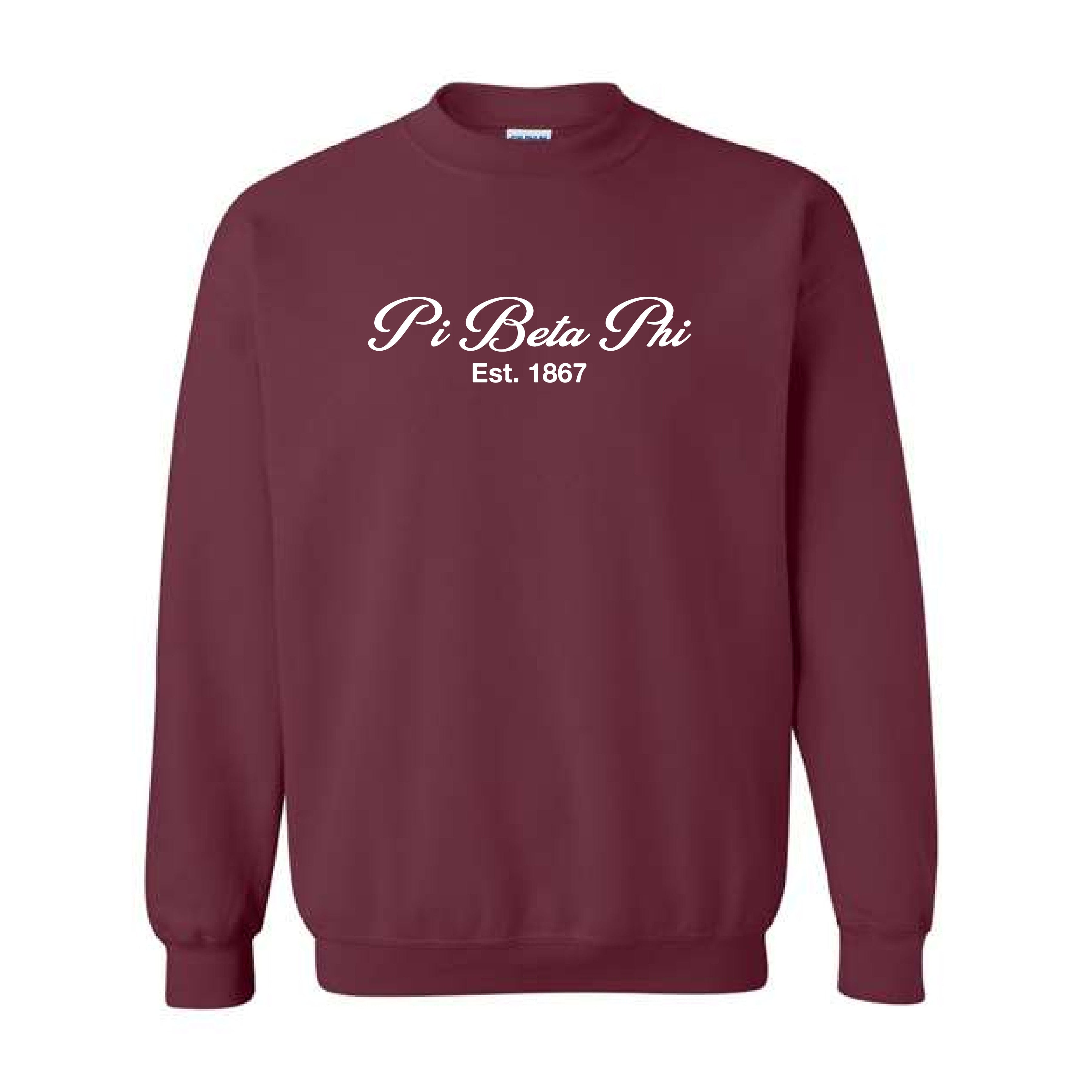 Ali & Ariel Maroon Embroidered Crewneck Pi Beta Phi / Medium