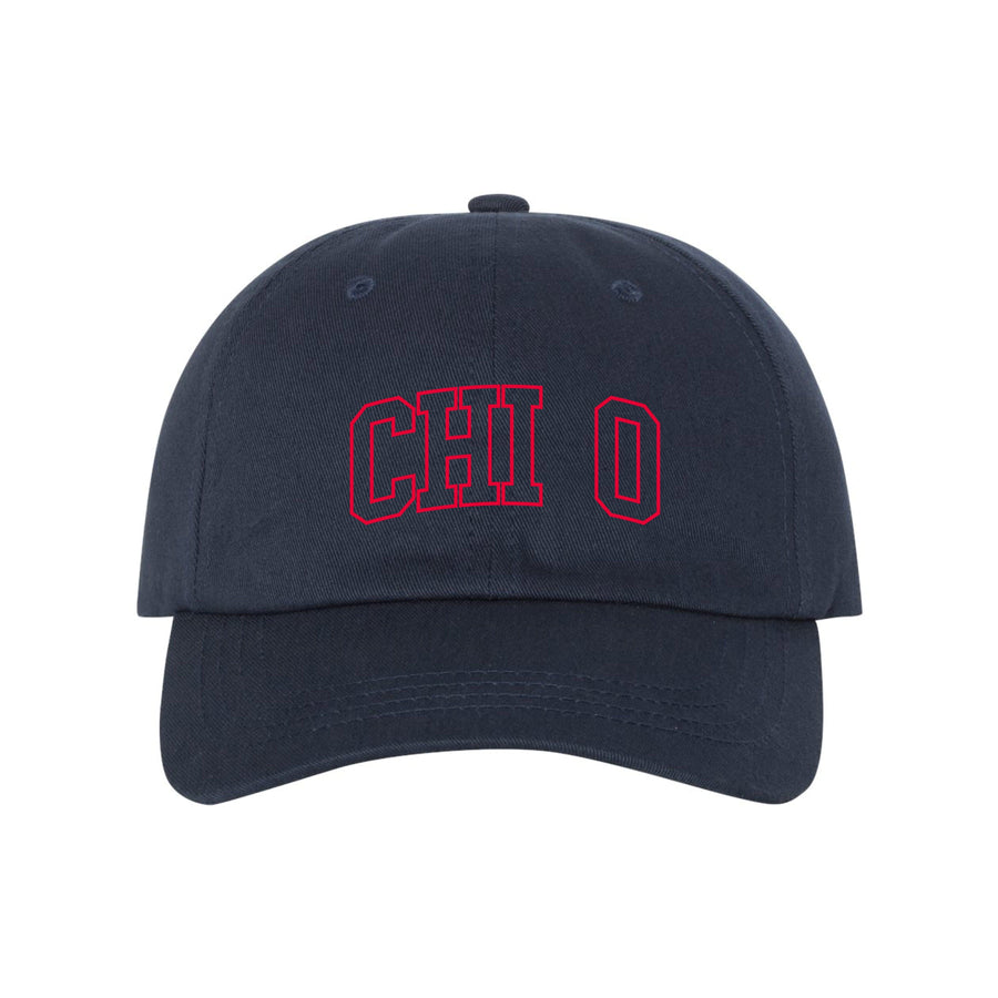 Ali & Ariel Navy Collegiate Dad Hat Chi Omega