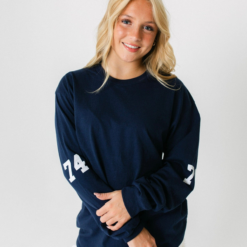 Ali & Ariel Navy Collegiate Long Sleeve Tee