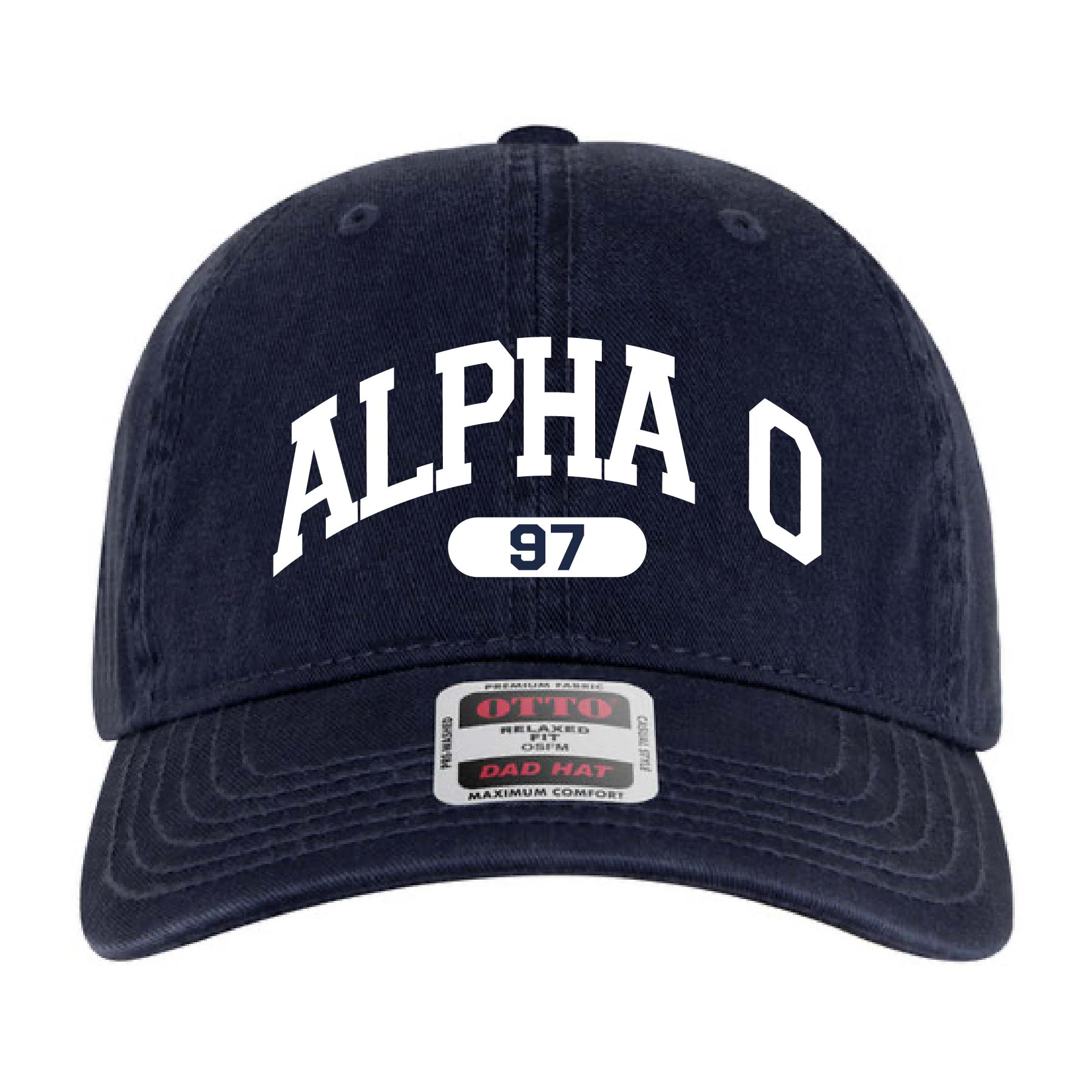 Ali & Ariel Navy Collegiate Sports Dad Hat Alpha Omicron Pi