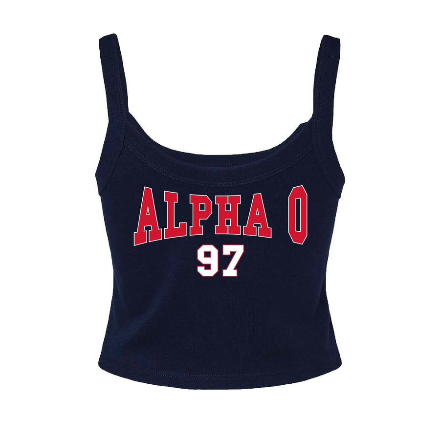 Ali & Ariel Navy Collegiate Tank Top Alpha Omicron Pi / XS