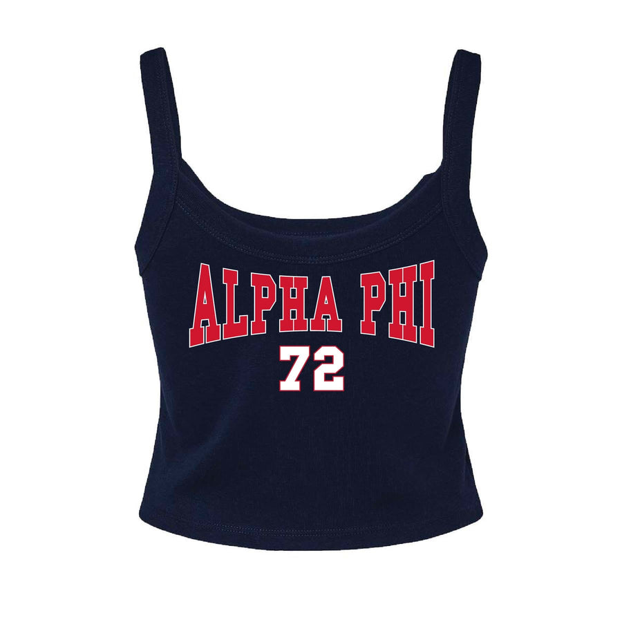 Ali & Ariel Navy Collegiate Tank Top Alpha Phi / XS