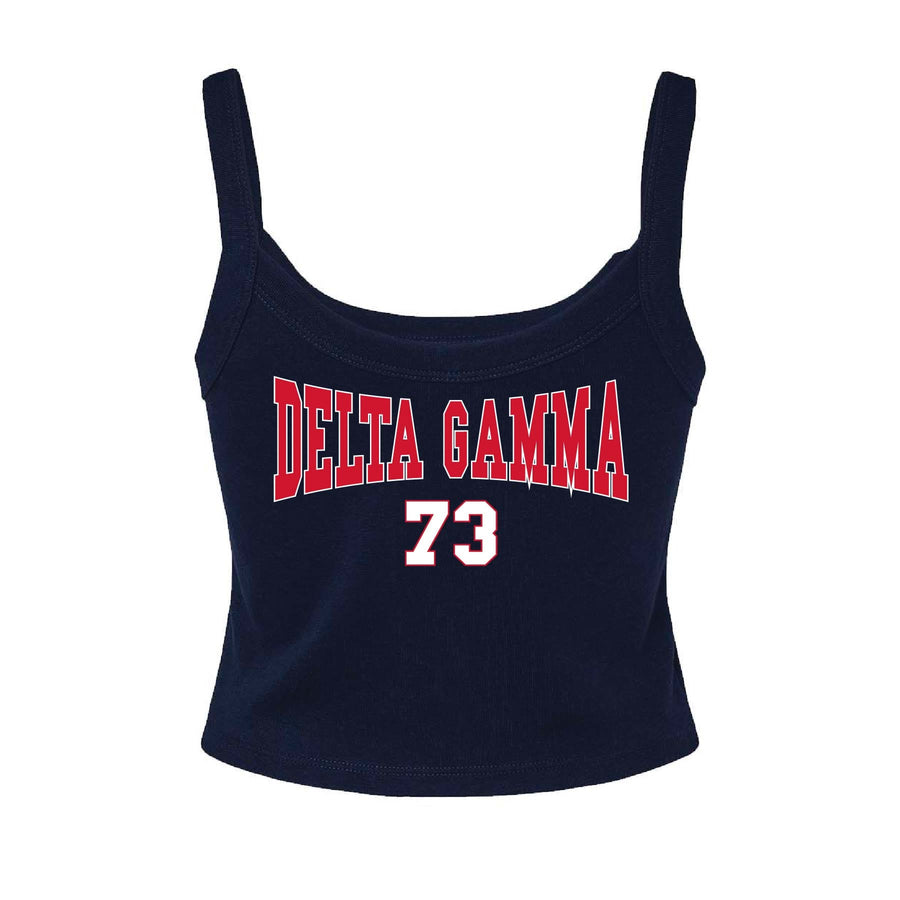 Ali & Ariel Navy Collegiate Tank Top Delta Gamma / XS