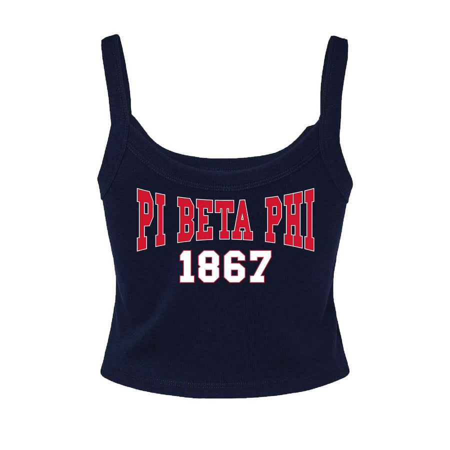 Ali & Ariel Navy Collegiate Tank Top Pi Beta Phi / XS