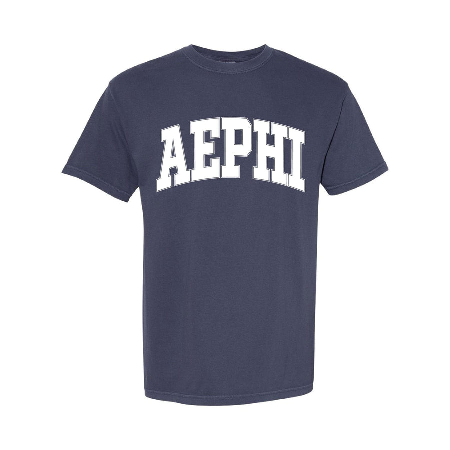 Ali & Ariel Navy Comfort Colors Varsity Tee Alpha Epsilon Phi / Medium