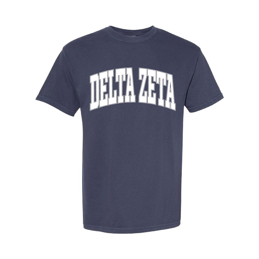 Ali & Ariel Navy Comfort Colors Varsity Tee Delta Zeta / Medium