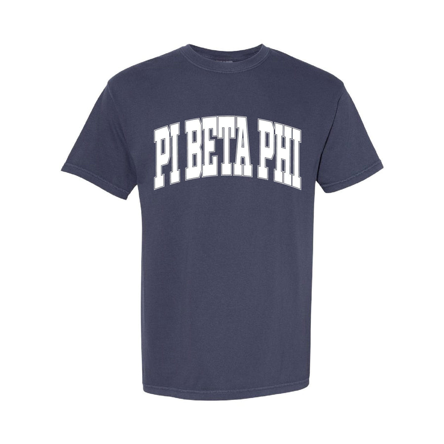 Ali & Ariel Navy Comfort Colors Varsity Tee Pi Beta Phi / Medium