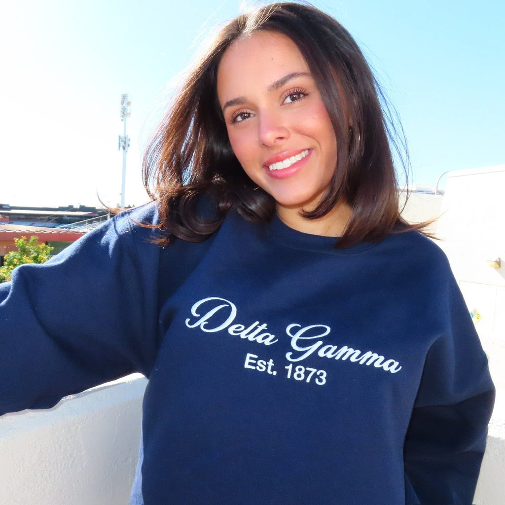 Ali & Ariel Navy Embroidered Crewneck