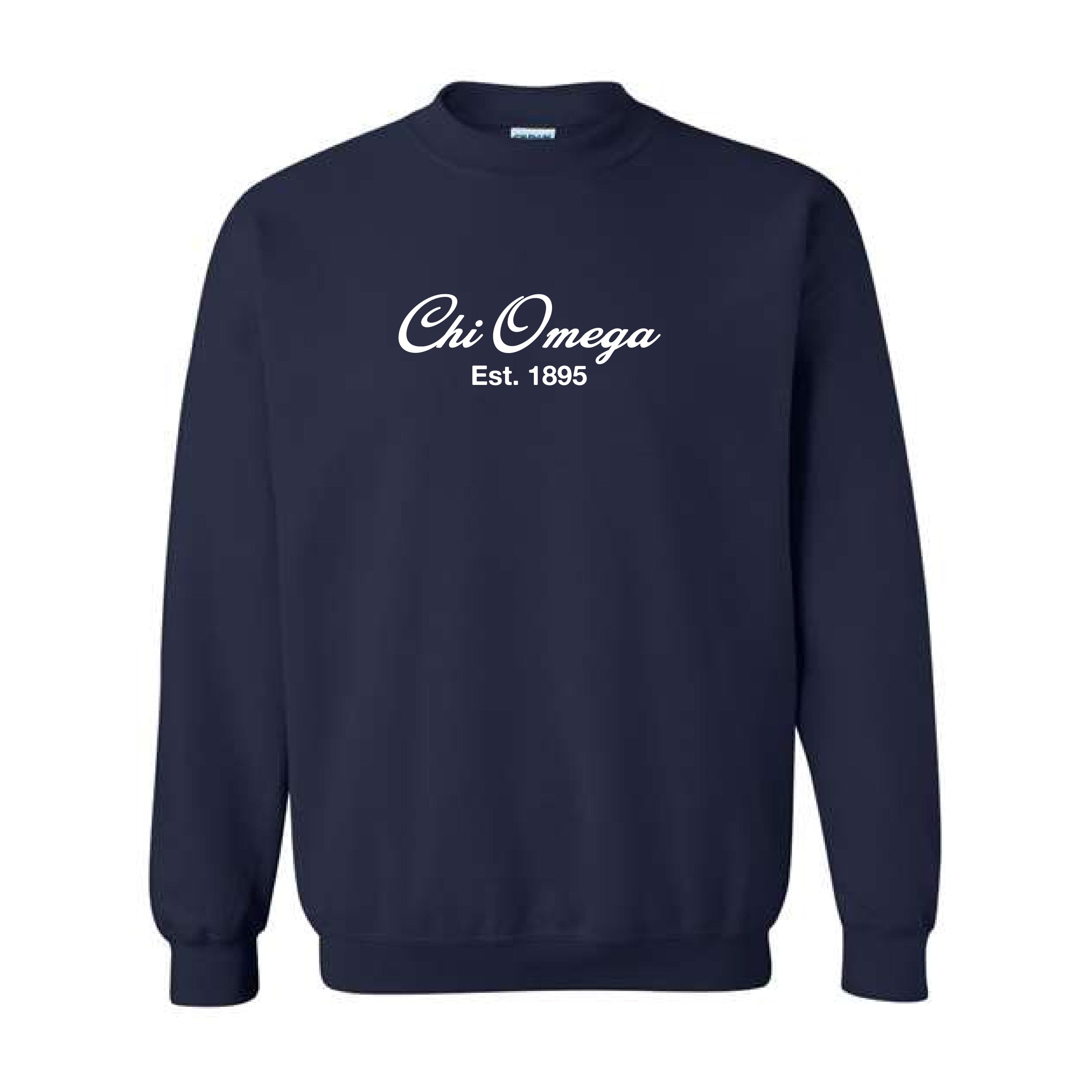 Ali & Ariel Navy Embroidered Crewneck Chi Omega / Medium