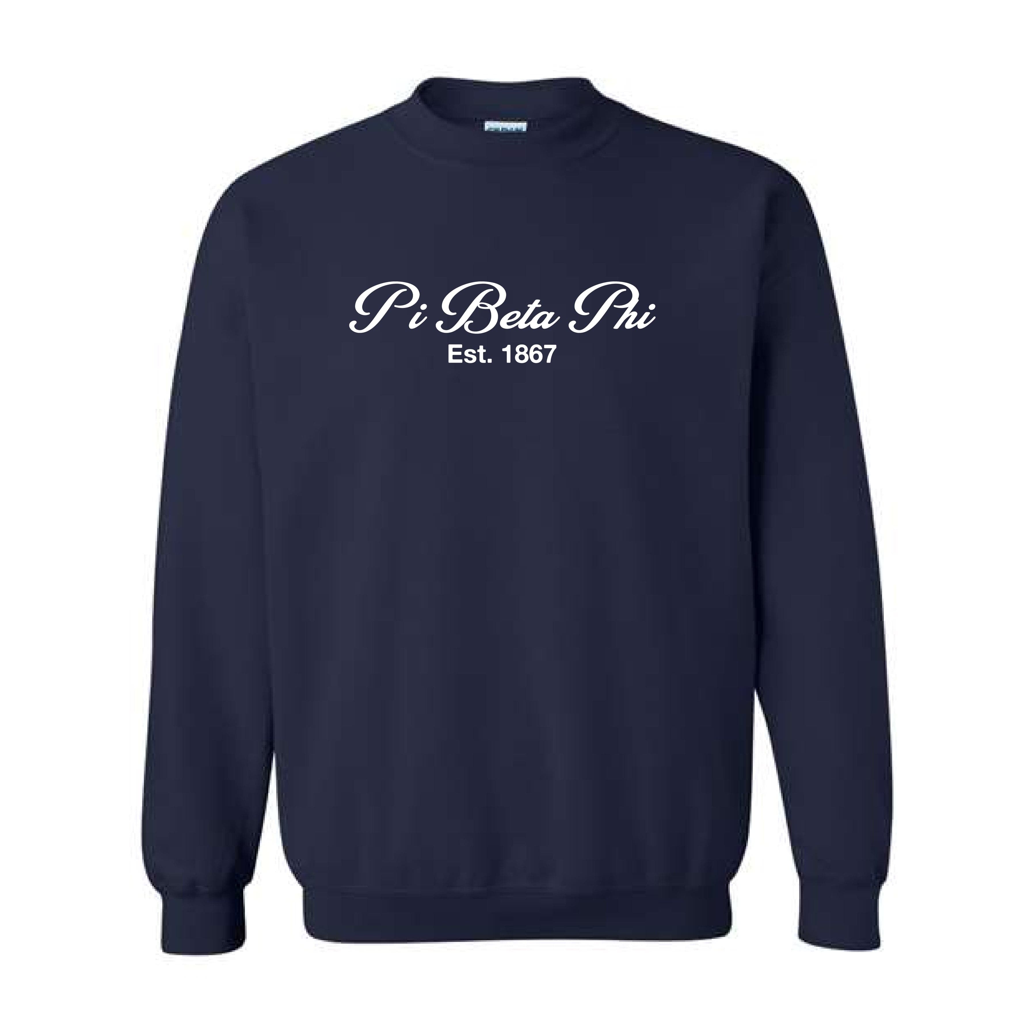 Ali & Ariel Navy Embroidered Crewneck Pi Beta Phi / Medium