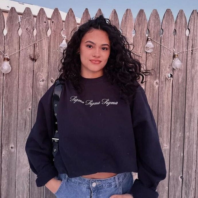 Ali & Ariel Navy Embroidered Cursive Crewneck
