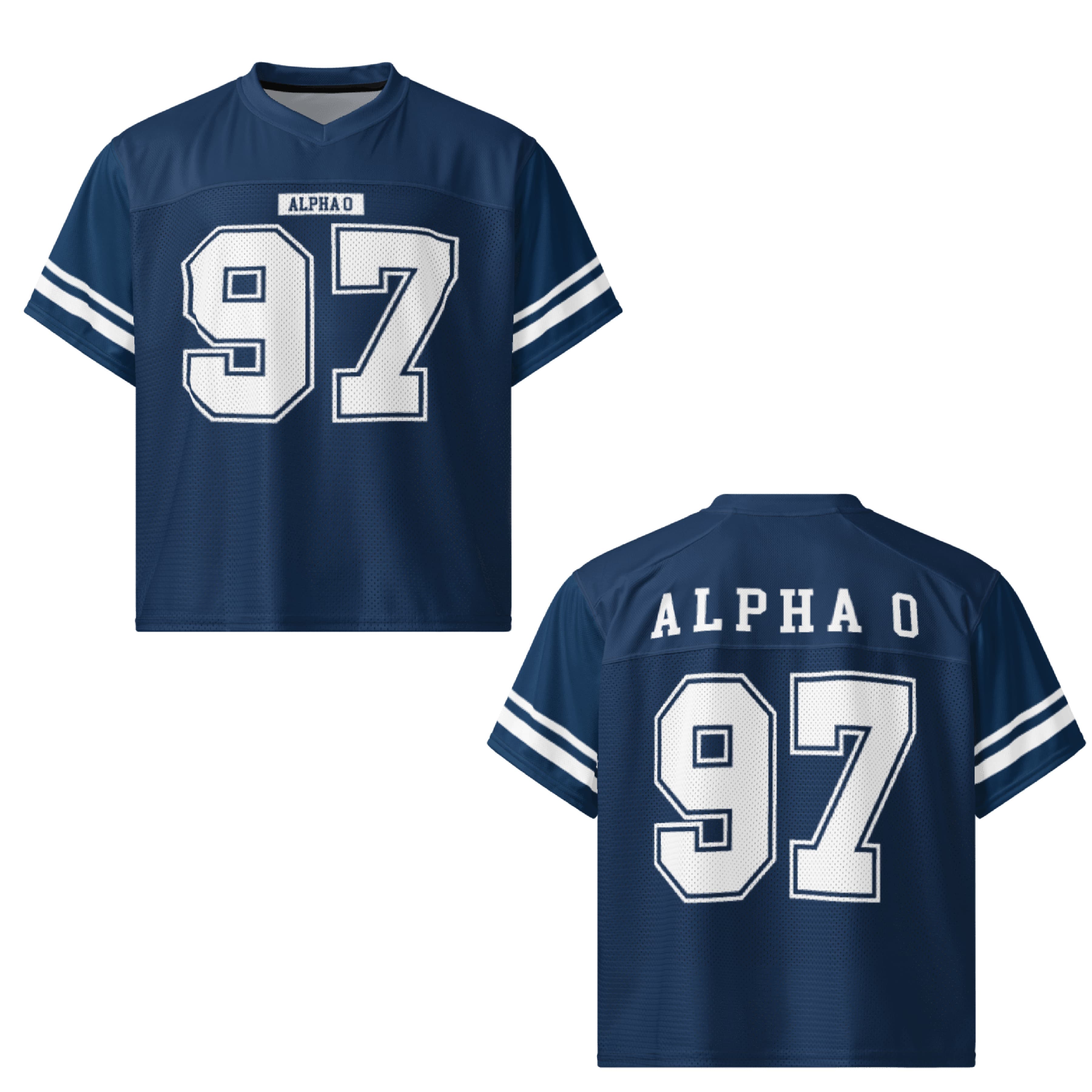 Ali & Ariel Navy Football Jersey Alpha Omicron Pi / Medium