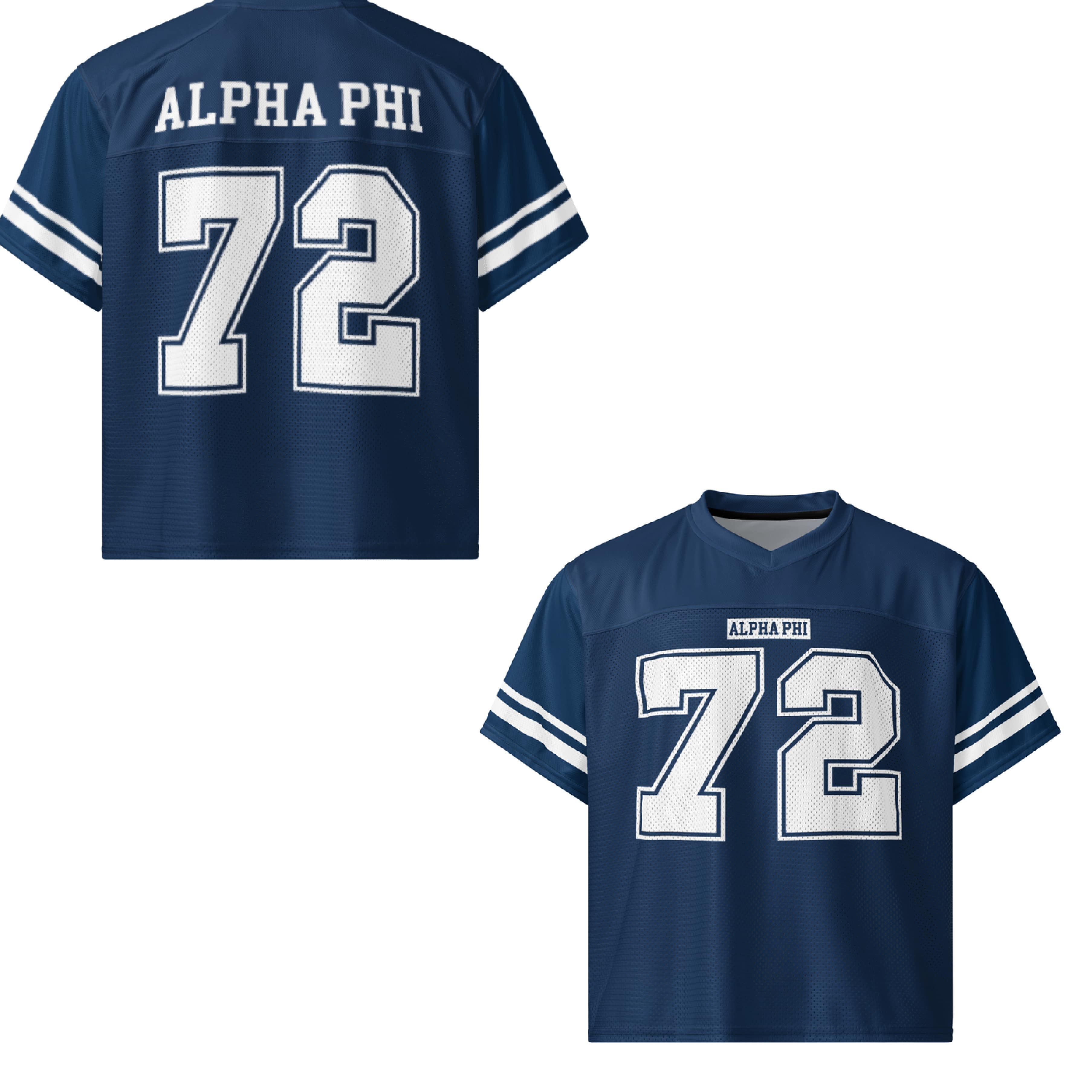 Ali & Ariel Navy Football Jersey Alpha Phi / Medium